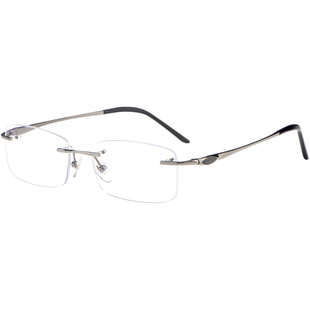 纯钛高清老花镜男防蓝光时尚无框变色远视175 200度老光眼镜男款