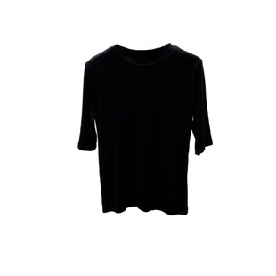 元熙 五分袖白色t恤女秋季黑色薄款修身中袖莫代尔打底衫半袖上衣