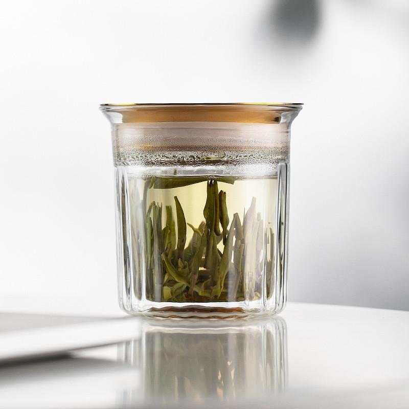 物典大家玻璃盖碗双层不烫手易杯懒人过滤泡茶神器茶具办公室家用