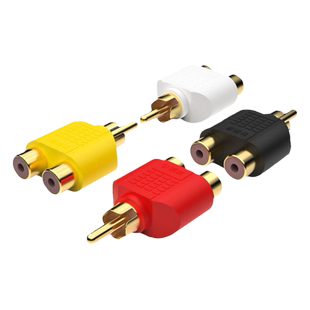 秋叶原莲花一分二音频转接头RCA单莲花转双莲花公母一分二分线器