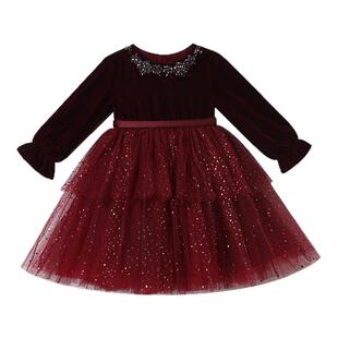 女童连衣裙秋冬款新款公主裙女童高端礼服秋冬洋气女宝宝拜年服