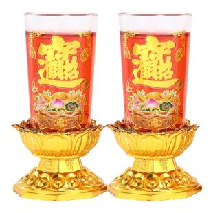 2026无烟供佛水晶蜡烛家用新年玻璃一对斗烛过年财神爷防风大蜡烛