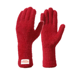 德芬妲毛绒手套女2025冬季新款分指露指可触屏骑行保暖防寒手套男