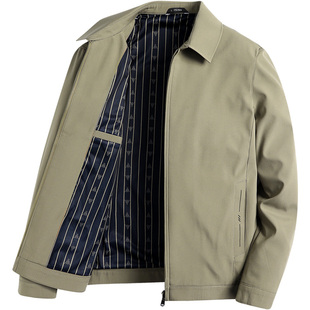 雪中飞中老年爸爸夹克外套男春秋款父亲秋装上衣卡其色翻领夹克衫