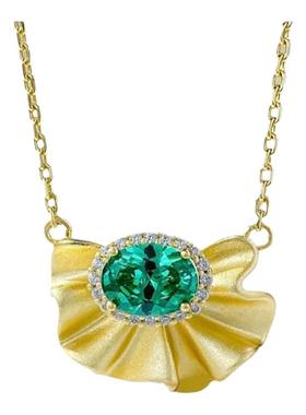 帕拉伊巴色复古绿宝石项链