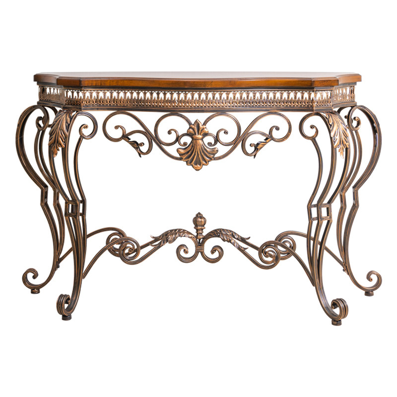 美式复古中古风实木铁艺玄关桌台