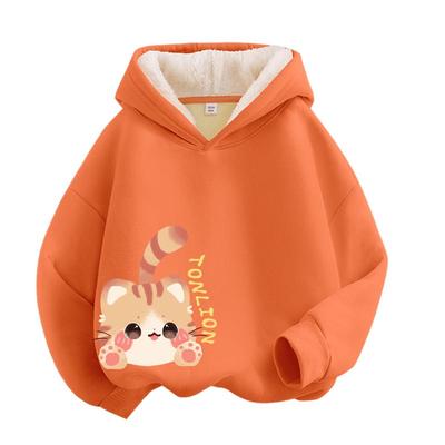 唐狮童装女童加绒连帽卫衣