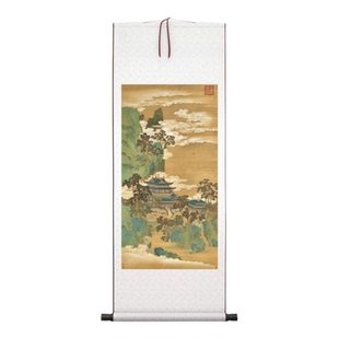 【仙山楼阁图】南宋·赵伯驹博物馆一比一宣纸复刻挂画立轴装饰画