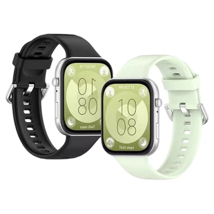 适用于华为fit4/3表带银扣硅胶纯色4pro腕带watch fit3智能手表替换带男女通用FIT3液态硅胶运动手表链