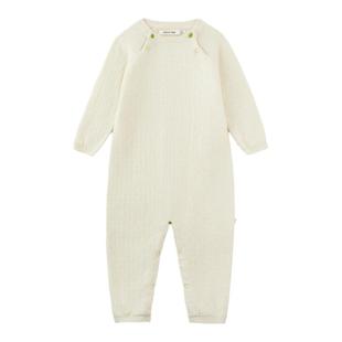 ArborTree 怀抱有机棉羊绒肩开长袖婴幼儿宝宝厚款针织连体衣爬服