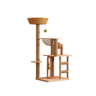 猫爬架猫窝猫树一体藤编实木猫架夏天季小型不占地太空舱猫玩具