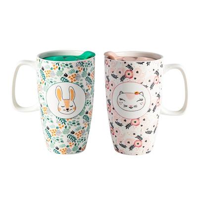 墨色可爱马克杯大容量杯子女情侣