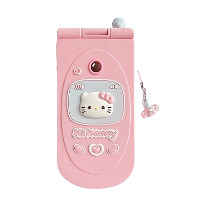 少女粉色猫咪立体大哥大适用iphone15ProMax手机壳苹果15新款14翻盖镜13可爱12卡通女款16promax软硅胶保护套