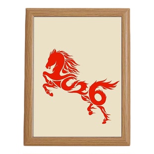2026马年奔腾的马新款木质相框摆件放客厅玄关挂墙装饰画框摆台