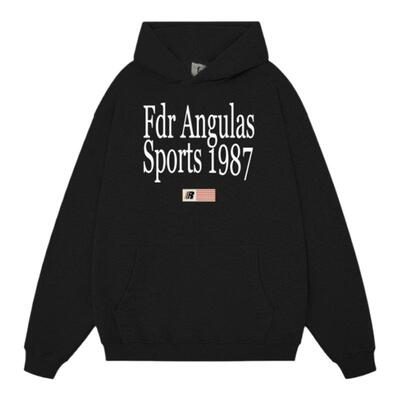 FDR字母图案印花连帽卫衣