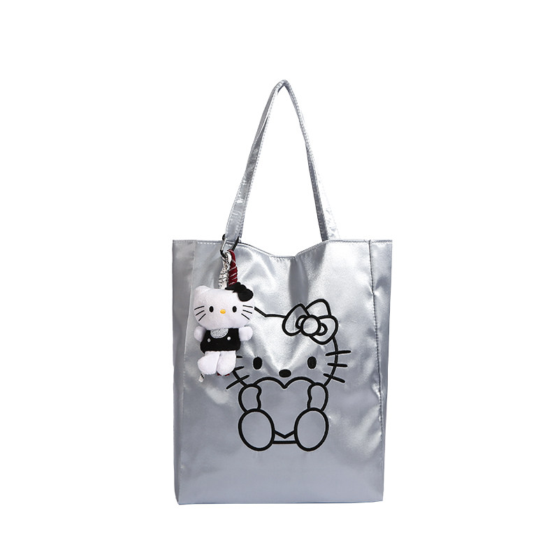 可爱HelloKitty凯蒂猫银色托特包