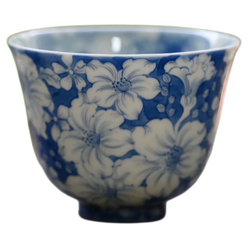 景德镇青花手绘山茶花品茗杯65ml