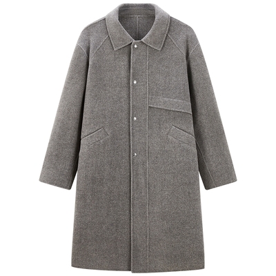 太平鸟男装 长款大衣男年冬季新款翻领羊毛呢子宽松外套