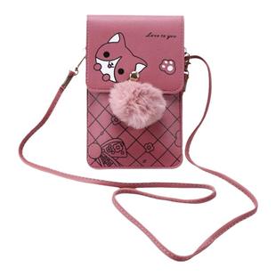 可触摸屏手机包女时尚竖款软皮斜挎包可爱卡通单肩小包防水零钱包