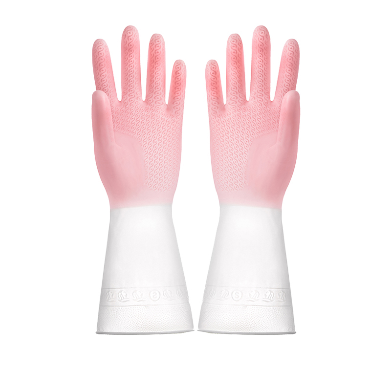 家务手套厨房洗碗手套渐变色胶手套家居厕所家务清洁手套橡胶耐磨