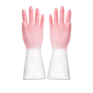 家务手套厨房洗碗手套渐变色胶手套家居厕所家务清洁手套橡胶耐磨