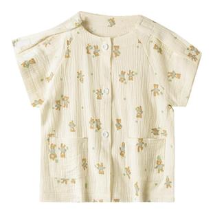 儿童胳膊骨折穿的衣服打石膏纯棉PICC护理服住院病号服短袖睡衣