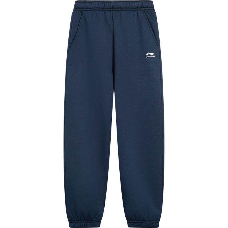 李宁童装卫裤男大童2025新款冬季加绒保暖休闲束脚针织童装