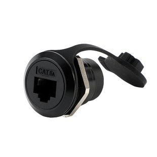 圆型RJ45网线口直通公母头模块8P8C以太网航空接头插座CAT6A千兆