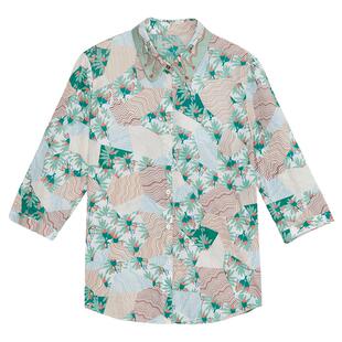 谜底碎花衬衫七分袖女夏季新款复古文艺风宽松衬衣242MC0581