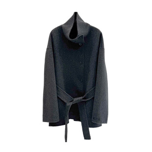 立领双面羊毛大衣女短款小个子25新款秋冬宽松 a型单排扣毛呢外套