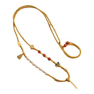 高货绳珍珠蜜蜡玉坠黄金吊坠挂绳专用天子门生八宝罗盘编绳项链绳