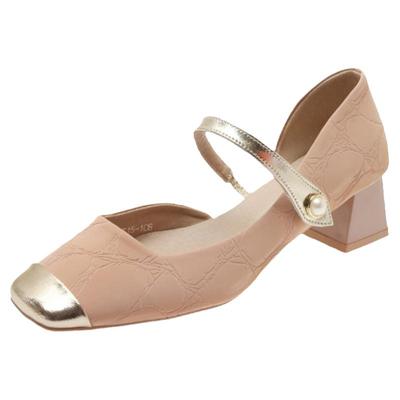 防滑粗跟配裙子单鞋复古玛丽珍鞋