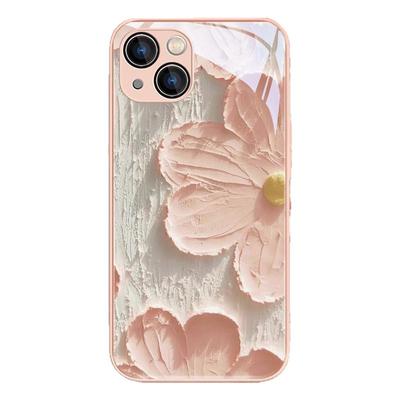适用苹果16花朵小清新玻璃手机壳