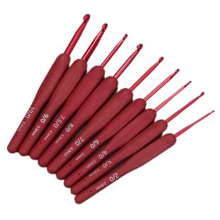 红色软柄手工硅胶钩针工具套装毛线毛衣勾针编织拖鞋儿童围巾手套