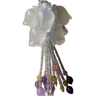 新款高级感梦幻紫平安扣汽车挂件玉髓玛瑙车内车载国风古风女