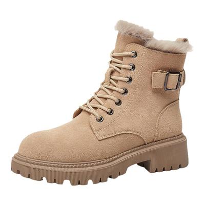 达芙妮女鞋加绒厚底雪地靴马丁靴