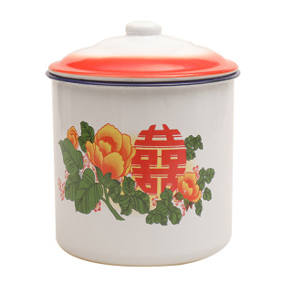 怀旧搪瓷杯子双喜字老干部超大小号复古带盖老式铁茶缸子尹正同款