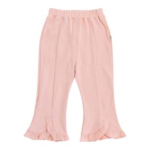 【云柔棉】幼歌婴幼儿复古纯色花边裤宝宝百搭木耳边喇叭宽松裤子
