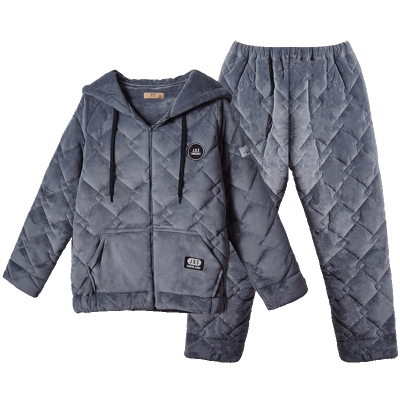 潮流男士睡衣冬季加厚夹棉可外穿