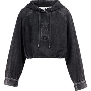 【ONLY奥莱】春季NBA联名款前短后长设计宽松连帽短款牛仔卫衣女