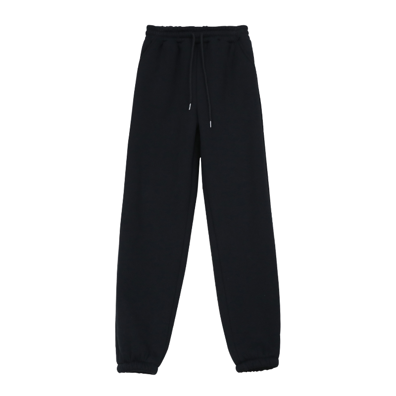 黑色羊羔绒运动裤女高个子加长卫裤秋冬加绒加厚束脚裤高腰超长裤