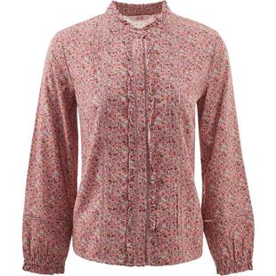 渔牌秋装女款2024年新款休闲宽松碎印花棉感衬衣不显肚子FGGC2227