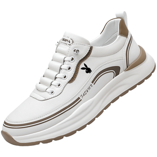 男鞋运动鞋真皮潮流百搭厚底休闲鞋子透气轻便软底防滑板鞋小白鞋