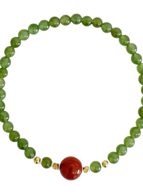 小红书人气新中式南红绿玉髓手串