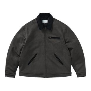 714street新款复古麂皮绒底特律棉服男宽松短阔外套美式工装夹克