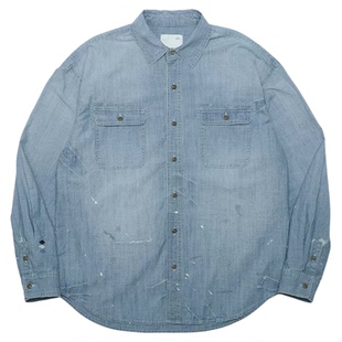 现货 MADNESS VTG CHAMBRAY BUTTONS SHIRT 牛仔衬衫余文乐 26AW