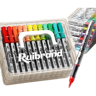 直液式丙烯马克笔120色水彩彩笔新款画笔彩色小学生专用软头美术幼儿园笔芯无毒可洗36色24色48色炳希勾线笔