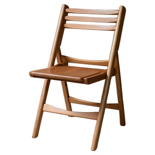 时作 重量折叠椅 实木餐椅书桌椅休闲椅工作椅靠背椅黑胡桃樱桃木