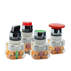 德力西按钮旋钮开关 LAY7按钮带灯220v/24v两档三挡旋转开关LA37