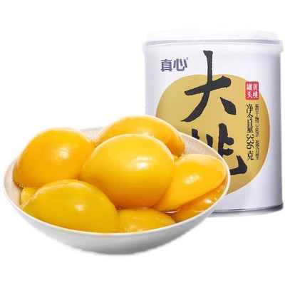 真心罐头水果罐头黄桃桃瓣罐头336g*6罐整箱包邮小瓶装小罐头零食